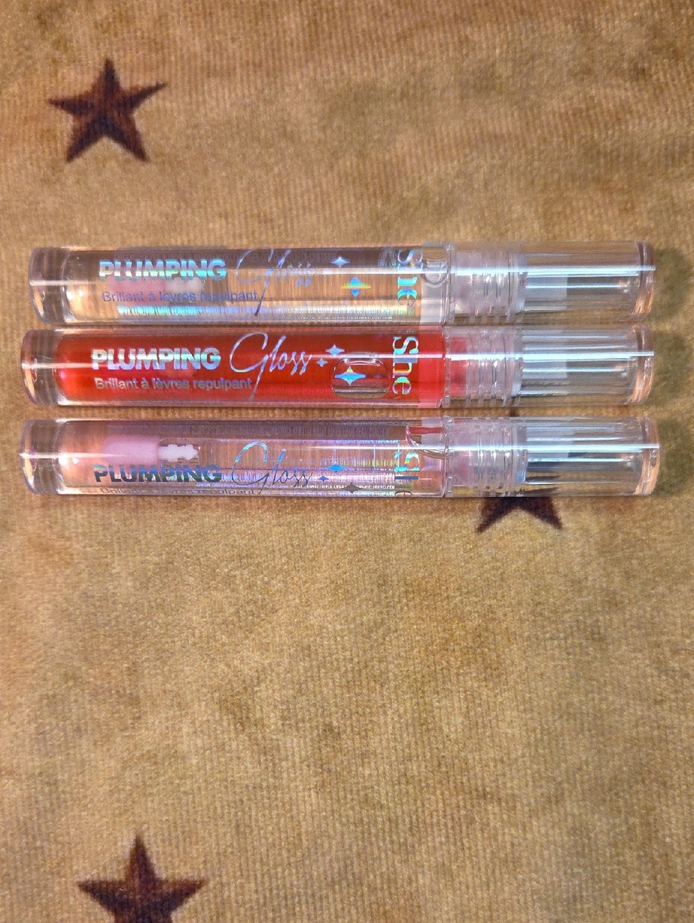 She + Sky Plumping Lip Gloss Trio - Clear, Red, Shimmery Pink